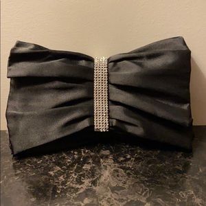 Black Bow Shaped Clutch With Rhinestones